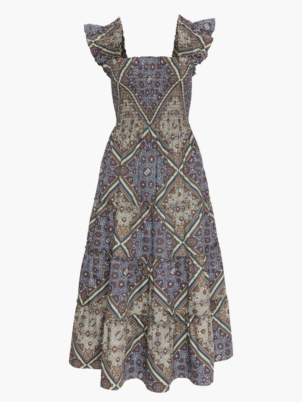 Hill House the Ellie Nap Dress in Equestrian Scarf Olive
